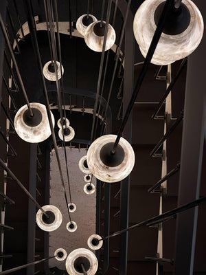 Faceted Alabaster Cluster Chandelier