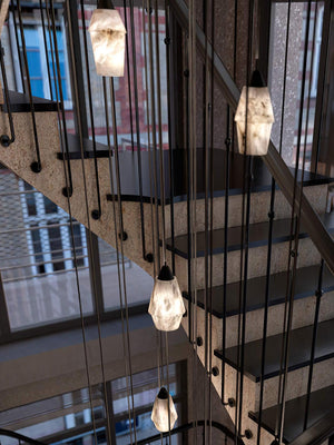 Faceted Alabaster Cluster Chandelier