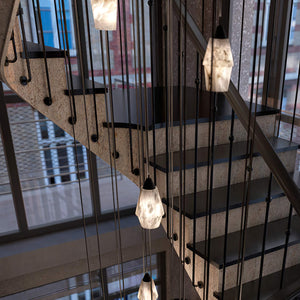 Faceted Alabaster Cluster Chandelier