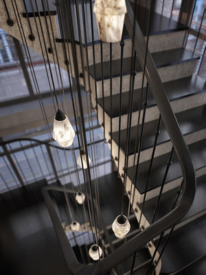 Faceted Alabaster Cluster Chandelier
