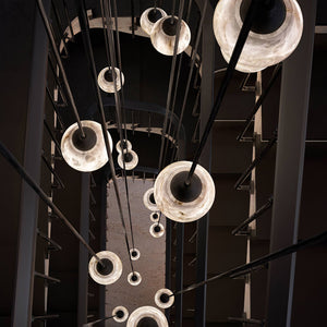 Faceted Alabaster Cluster Chandelier