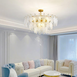 Tiered Carved Glass Chandelier