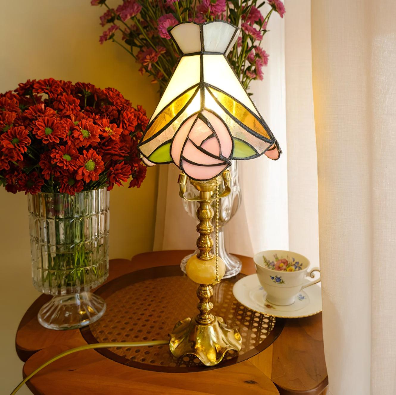 Tiffany Rose Table Lamp 7.5″- 15.7″ - Docos