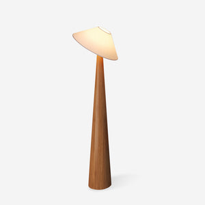 Lámpara de pie de madera con sombrero inclinable