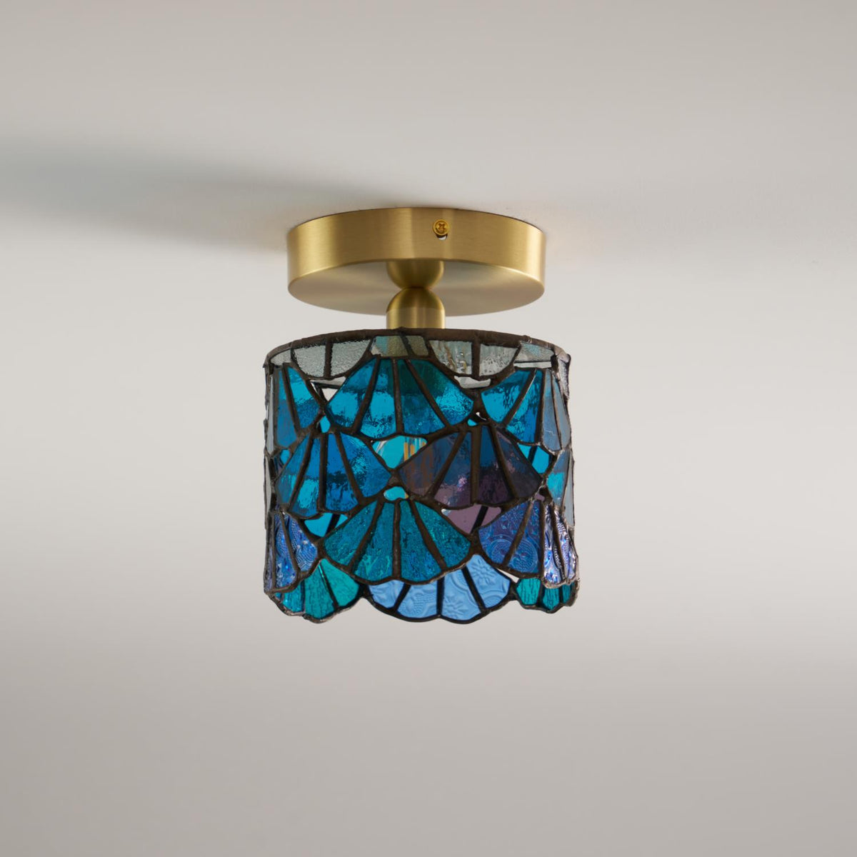 Blue Tina Tiffany Ceiling Light — off