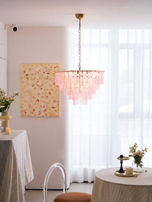 Opalora Pink Glass Chandelier