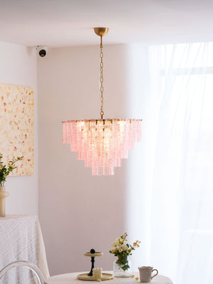 Opalora Pink Glass Chandelier
