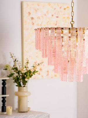 Opalora Pink Glass Chandelier