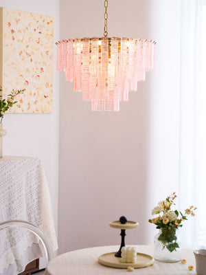Opalora Pink Glass Chandelier