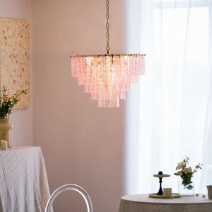 Opalora Pink Glass Chandelier