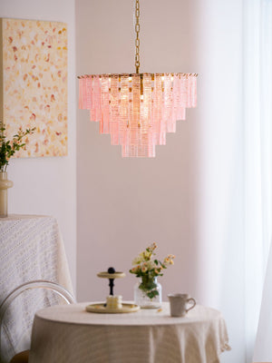 Opalora Pink Glass Chandelier