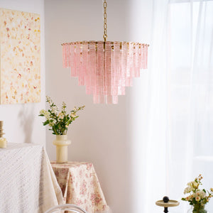 Opalora Pink Glass Chandelier