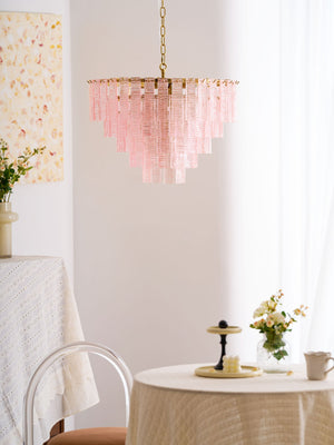 Opalora Pink Glass Chandelier