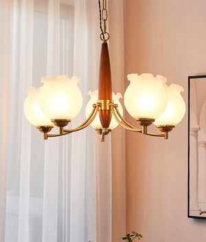 Tulips Glass Wood Chandelier