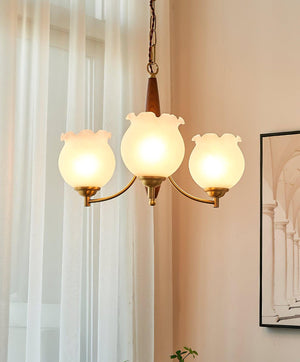 Tulips Glass Wood Chandelier
