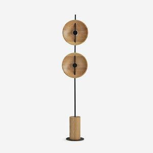 Twin Disc Wood Floor Lamp