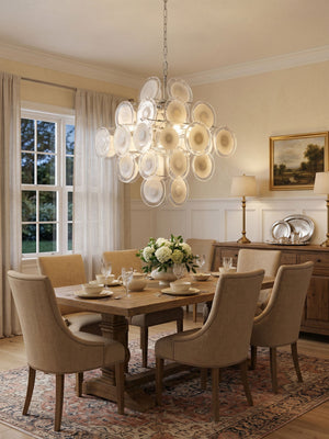 Disc White Glass Chandelier