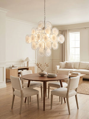 Disc White Glass Chandelier