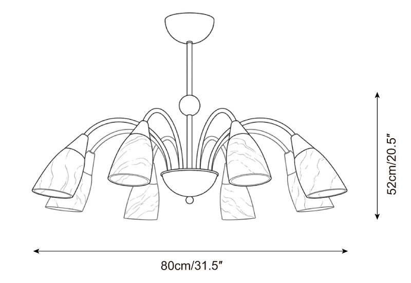 Velorian Alabaster Chandelier — Dimension drawings 1