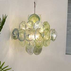 Verdant Bloom Glass Chandelier
