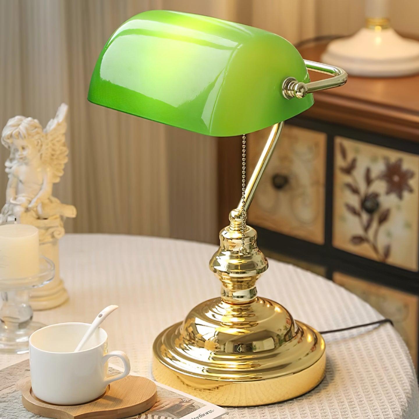 Vintage Bankers Table Lamp 10.2″- 14.1″