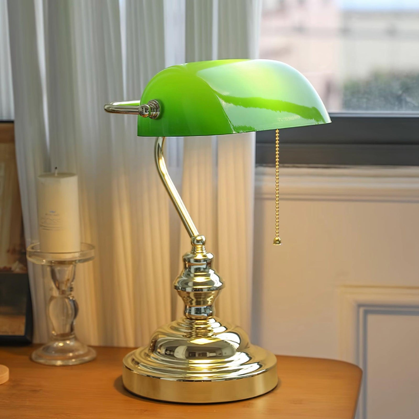 Vintage Bankers Table Lamp 10.2″- 14.1″ - Docos
