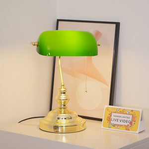 Vintage Bankers Table Lamp 10.2″- 14.1″