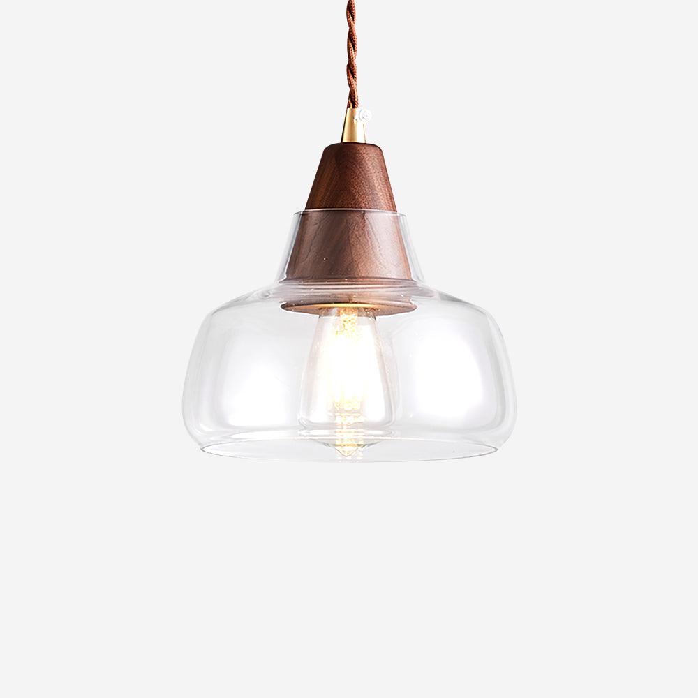 Walnut Glass Pendant Lamp 6.3″ - Docos