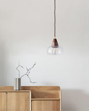 Walnut Glass Pendant Lamp 6.3″