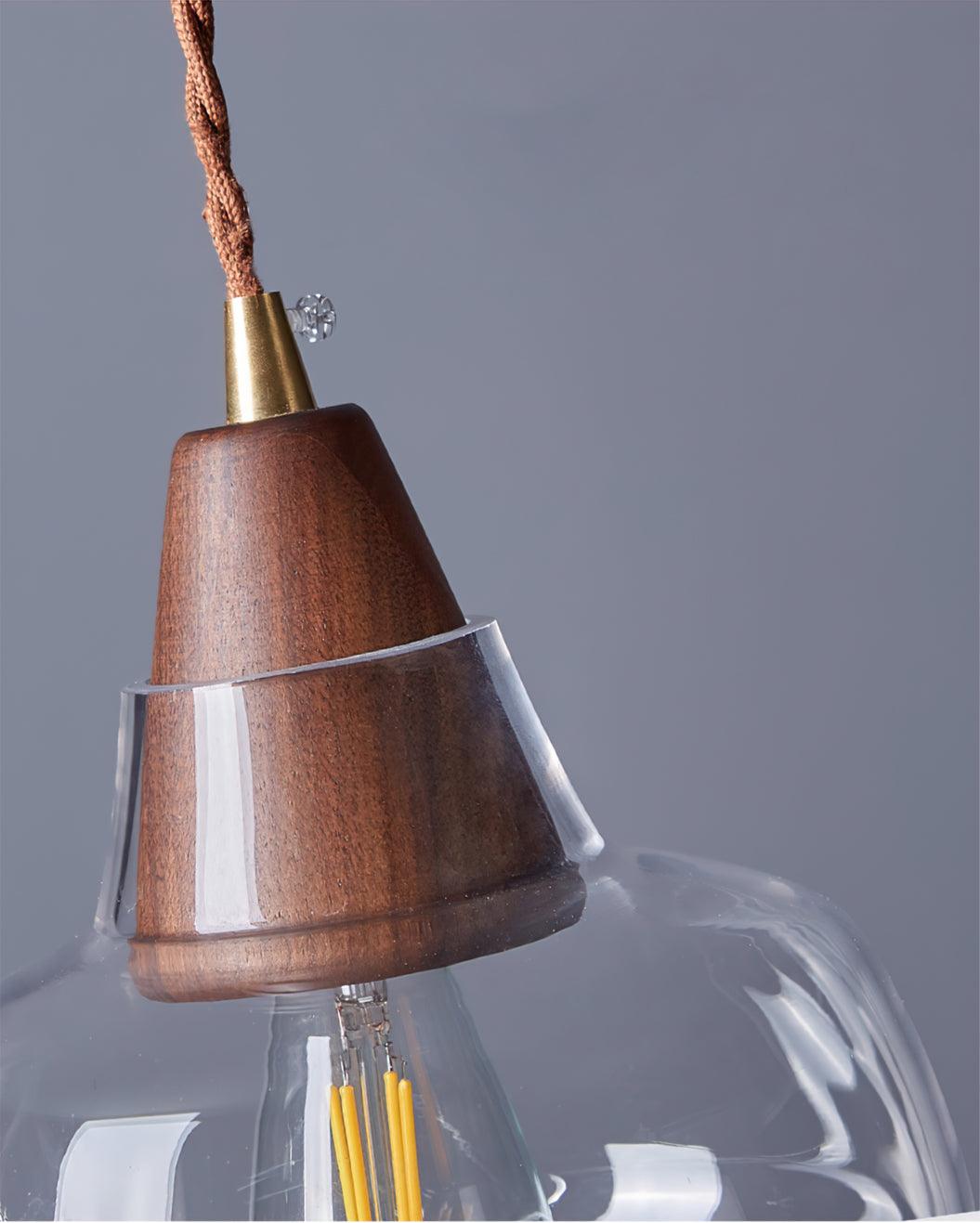 Walnut Glass Pendant Lamp 6.3″