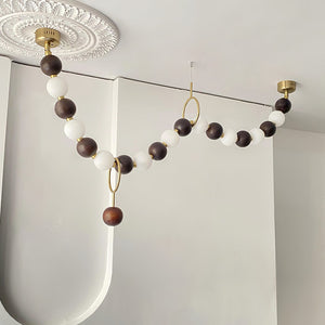 Walnut Bead Necklace Chandelier