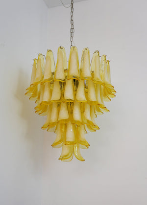 Wave Yellow Glass Chandelier