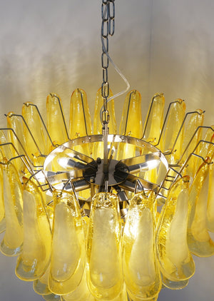 Wave Yellow Glass Chandelier