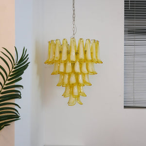 Wave Yellow Glass Chandelier