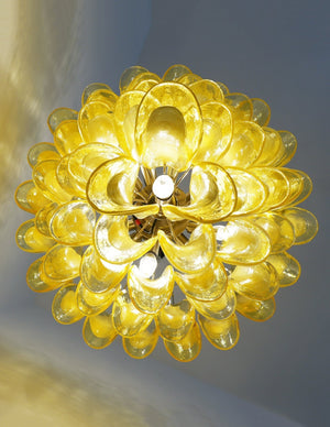 Wave Yellow Glass Chandelier