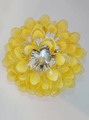 Wave Yellow Glass Chandelier