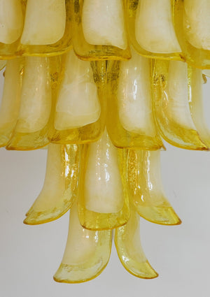 Wave Yellow Glass Chandelier
