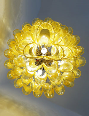 Wave Yellow Glass Chandelier