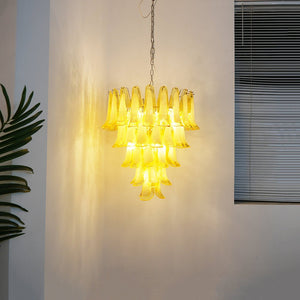 Wave Yellow Glass Chandelier