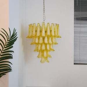 Wave Yellow Glass Chandelier