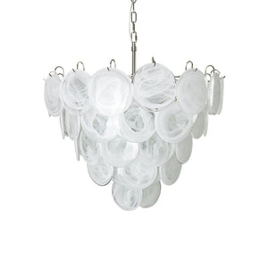 White Glass Disc Chandelier