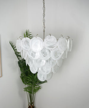 White Glass Disc Chandelier