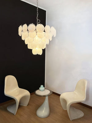 White Glass Disc Chandelier