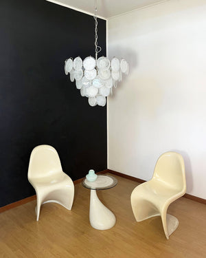 White Glass Disc Chandelier