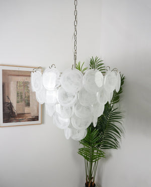 White Glass Disc Chandelier