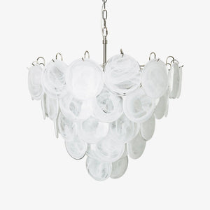 White Glass Disc Chandelier