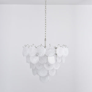 White Glass Disc Chandelier