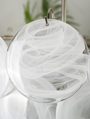 White Glass Disc Chandelier