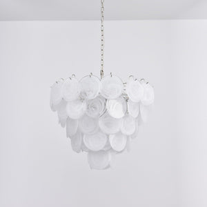 White Glass Disc Chandelier
