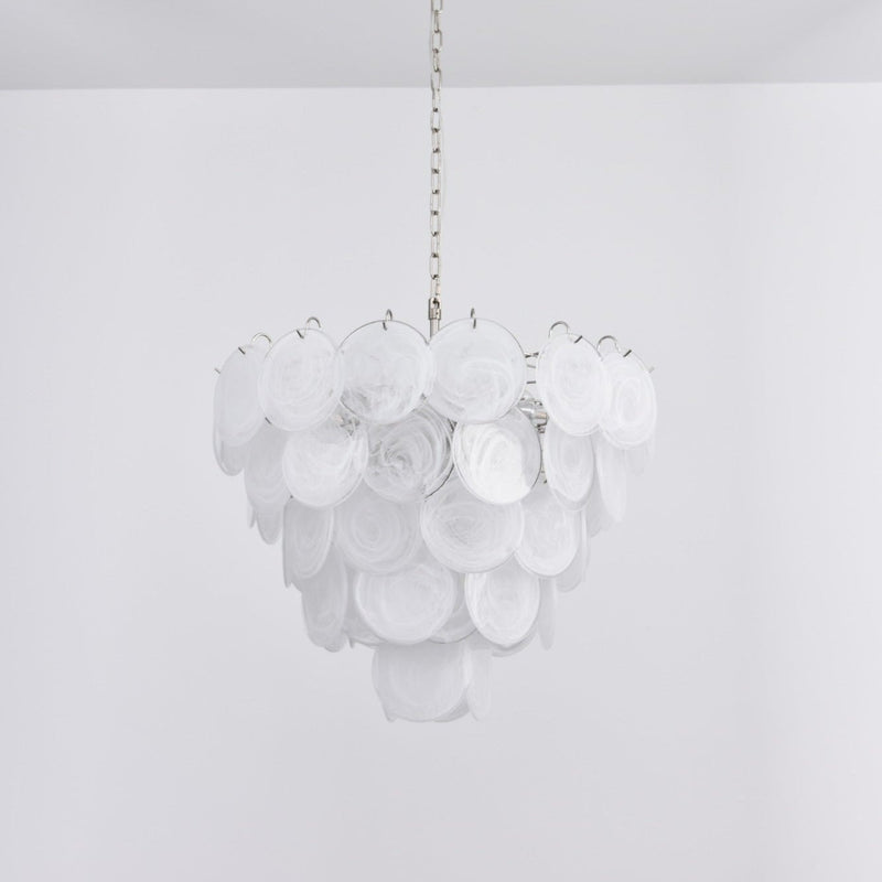 White Glass Disc Chandelier – detail 4
